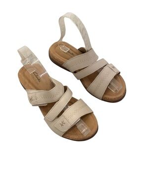 Clarks Roseville Bay Slide Sandals in white leather size 8